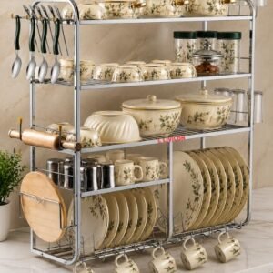 L LIVILON Wall Mount Kitchen Utensils Dish Rack Stainless Steel Utensil Rack/Stand Dish Stand/Holder Utensils Rack with Plate, Bowl & Cutlery